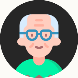 Illustrated portrait of an older man with glasses and a green shirt.